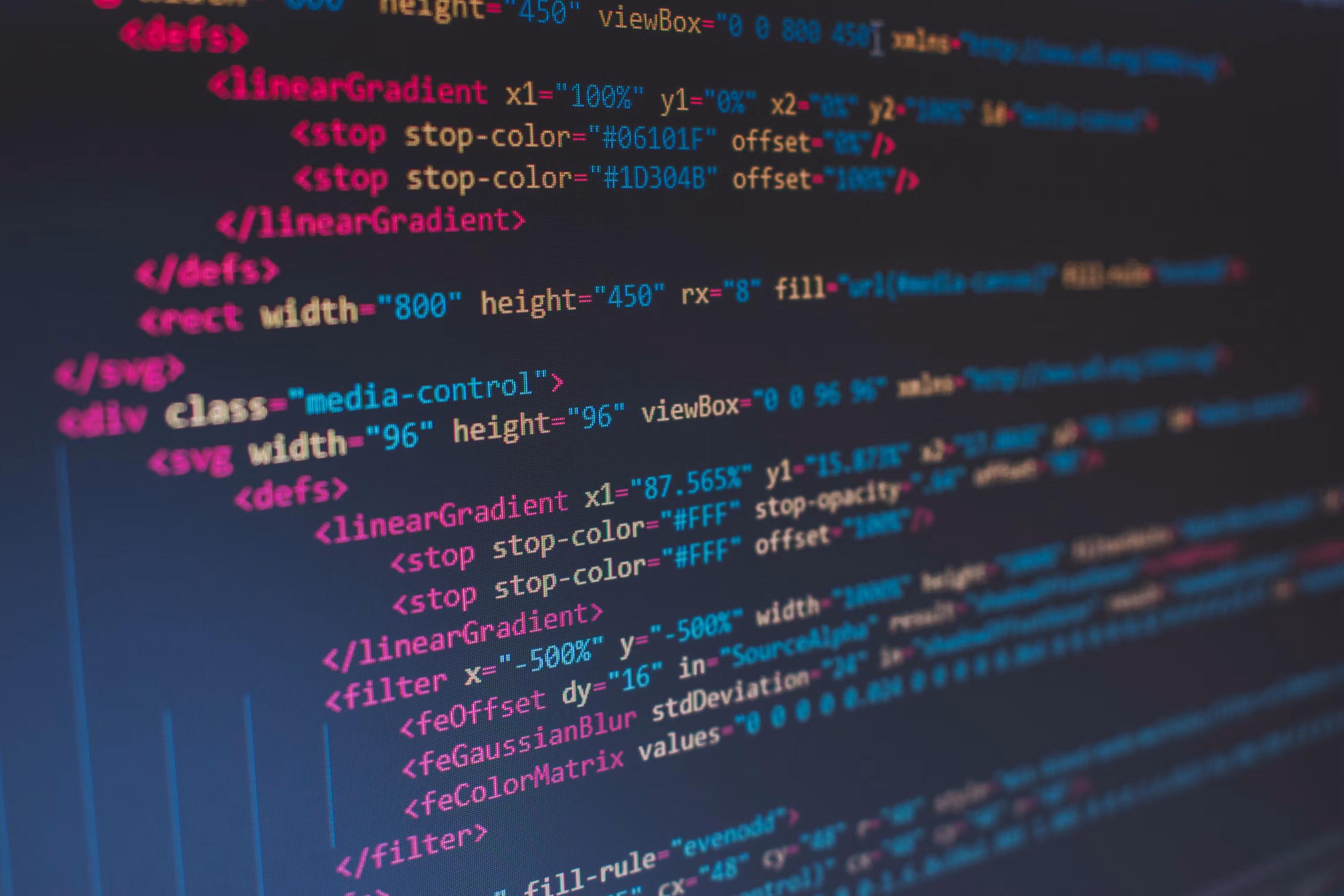 Lines of HTML source code on a screen